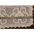 Vintage filet crocheted beige table runner - About 64x32cms