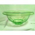 Stunning Vintage Rest Well Green Uranium glass mixing bowl by HAZEL-ATLAS (c.1929)