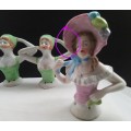 Lot Of 3 Vintage Porcelain Half Doll, Pin Cushion Doll Figurines