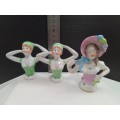 Lot Of 3 Vintage Porcelain Half Doll, Pin Cushion Doll Figurines