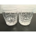 Two Royal Doulton Crystal DORCHESTER Large 10cm Whisky Glass / Tumbler ~ Signed