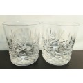Two Royal Doulton Crystal DORCHESTER Large 10cm Whisky Glass / Tumbler ~ Signed