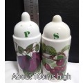 Beautiful Portmeirion Botanic Garden Salt and Pepper Shakers Cherry Plum