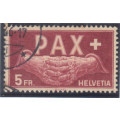 Switzerland ;  SG 458 Fine used Pax stamp  5 Franc