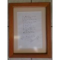 Rare!!! Beautiful poem written by Frans Claerhout in his own hand, COA