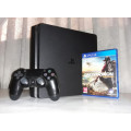 Playstation 4 slim 500gig console, game and controller in excellent condition