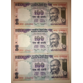 INDIA X3,,,100 RUPEE IN SEQUENCE 290-293[1 BID TAKES ALL]