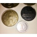 INDIA 5 X SET  5 RUPEES(GHANDI) TO 10 PAISE 1982 TO 1988( 1 BID TAKES ALL)