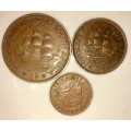 SET OF 1 PENNY , 1/2 PENNY & 1/4 PENNY 1955(1 BID TAKES ALL)