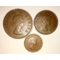SET OF 1 PENNY , 1/2 PENNY & 1/4 PENNY 1955(1 BID TAKES ALL)