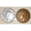 1/2 PENNY 1944 SILVERED