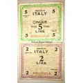 ITALY X 2,,,,5 LIRE & 2 LIRE 1943