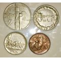 ITALY SET X4 ,,,,2 LIRE 1924, 1 LIRE 1922, 50 CENT 1925 & 10 CENT 1929