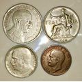 ITALY SET X4 ,,,,2 LIRE 1924, 1 LIRE 1922, 50 CENT 1925 & 10 CENT 1929