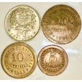 PORTUGAL SET X 4,,,,50 CENTAVOS ,20 CENTAVOS, 10 CENT, 5 CENT 1924,1925,1957(1 BID TAKES ALL)