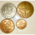 PORTUGAL SET X 4,,,,5 ESCUDOS ,1 ESCUDOS,50 CENTAVOS, 20 CENTAVOS  1971-1977(1 BID TAKES ALL)