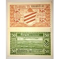 GERMANY REPLACEMENT SET X2,,,50 PFENNIG & 25 PFENNIG 1921 HOYM UNC  NOTGELD (RARE STAR NOTE)