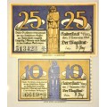 GERMANY STAR NOTE X2 ,,20 PFENNIG & 10 PFENNIG HALBERSTADT VILLAGE 1920   NOTGELD (UNC REPLACEMENT )