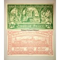 AUSTRIA SET X2 ,, 50 HELLER  & 20 HELLER ROLLERTUBE 1920 CRISP UNC  NOTGELD (EMERGENCY MONEY)