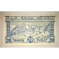 AUSTRIA  ,,  20 HELLER ROLLERTUBE 1920 CRISP UNC  NOTGELD (EMERGENCY MONEY)
