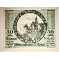 AUSTRIA ,,,50 HELLER SPITZ 1920 CRISP UNC  NOTGELD(EMERGENCY MONEY)