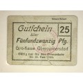 GERMANY , ,,25 PFENNIG  OBERCUNNERSDORF 1919   NOTGELD (EMERGENCY MONEY)