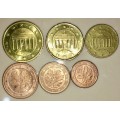 EURO SET ,,,,50 CENT A, 20 CENT A, 10 CENT J, 5 CENT A, 2 CENT A, & 1 CENT D, GERMANY 2002