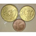 EURO SET  X3,,,,,20 CENT F, 10 CENT F, and 1 CENT D, GERMANY 2002