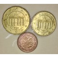 EURO SET  X3,,,,,20 CENT F, 10 CENT F, and 1 CENT D, GERMANY 2002