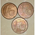 EURO SET  X3,,,,,1 CENT 2002 G and D GERMANY(1 BID TAKES ALL)