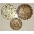 PORTUGAL,,,10 ESCUDOS 1955  & 1 ESCODOS & 50 CENTAVOS 1957