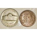 U.S.A SET,,,,,5 CENT (JEFFERSON NICKEL) & 1 CENT (WHEAT PENNY) 1941