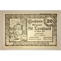 AUSTRIA ,,,20 HELLER ST. LEONHARD 1920 CRISP UNC  NOTGELD(EMERGENCY MONEY)