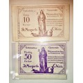 AUSTRIA SET ,,,50 HELLER & 10 HELLER WEISSENKIRCHEN ST.MARG 1920  UNC-AUNC  NOTGELD(EMERGENCY MONEY)