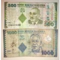 TANZANIA SET 500 SHILINGI & 1000 SHILINGI