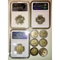 COMPLETE SET OF COMMEMORATIVE R5 COINS 1994 TO 2021 THREE GRADED COINS & HIGH GRADE CIRCULATED COINS