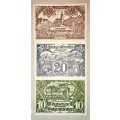 AUSTRIA SET ,,, 50 HELLER ,20 HELLER &10 HELLER WAIZENKIRCHEN 1920 UNC  NOTGELD(EMERGENCY MONEY)