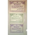 AUSTRIA SET ,,, 50 HELLER ,20 HELLER & 10HELLER WEISSKIRCHEN 1920 CRISP UNC NOTGELD(EMERGENCY MONEY)