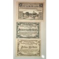 AUSTRIA SET ,,, 50 HELLER ,20 HELLER & 10 HELLER WARTBERG 1921 CRISP UNC NOTGELD(EMERGENCY MONEY)