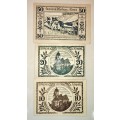 AUSTRIA SET ,,, 50 HELLER ,20 HELLER & 10 HELLER WARTBERG 1921 CRISP UNC NOTGELD(EMERGENCY MONEY)