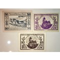 AUSTRIA SET ,,, 50 HELLER ,20 HELLER & 10 HELLER WARTBERG 1921 CRISP UNC NOTGELD(EMERGENCY MONEY)