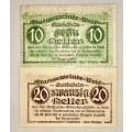 AUSTRIA SET ,,,20 HELLER & 10 HELLER MEIS CRISP UNC1920 NOTGELD(EMERGENCY MONEY)