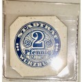 GERMANY,,2 PFENNIG WURZBURG 1920s ND(SCARCES-ON THICKER CARD 2.5CMX2,5CM)  NOTGELD (EMERGENCY MONEY)