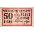 GERMANY,,50 PFENNIG ZEITS 1920s ND(SCARES-)  NOTGELD (EMERGENCY MONEY)