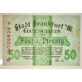 GERMANY,,STAR/REPLACEMENT NOTE 25 PFENNIG FRANKFURT 1917  CRISP AUNC  NOTGELD (EMERGENCY MONEY)