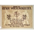 GERMANY,, STAR/REP[LACEMENT NOTE 50 PFENNIG WOLFENBUTTEL 1918  NOTGELD (EMERGENCY MONEY)