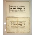 GERMANY SET,,, 25 PFENNIG & 10 PFENNIG MOLBEGT 1921 NOTGELD (EMERGENCY MONEY)