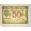 GERMANY,,, 50 PFENNIG BAD BILDUNGEN 1918 NOTGELD (EMERGENCY MONEY)