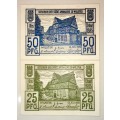 GERMANY SET,,,,50 PFENNIG & 25 PFENNIG WILSTER 1920 CRISP UNC NOTGELD (EMERGENCY MONEY)