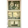 GERMANY SET,,,75 PFENNIG, 50 PFENNIG & 25 PFENNIG JENA 1921 UNC  NOTGELD (EMERGENCY MONEY)